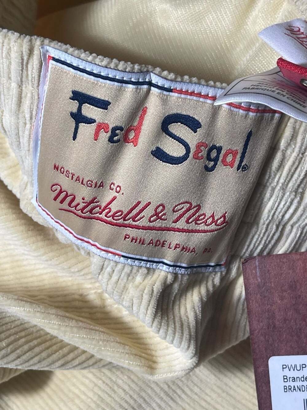 Mitchell & Ness x Fred Segal Corduroy Tearaway Pants Cream - Picture 3 of 8